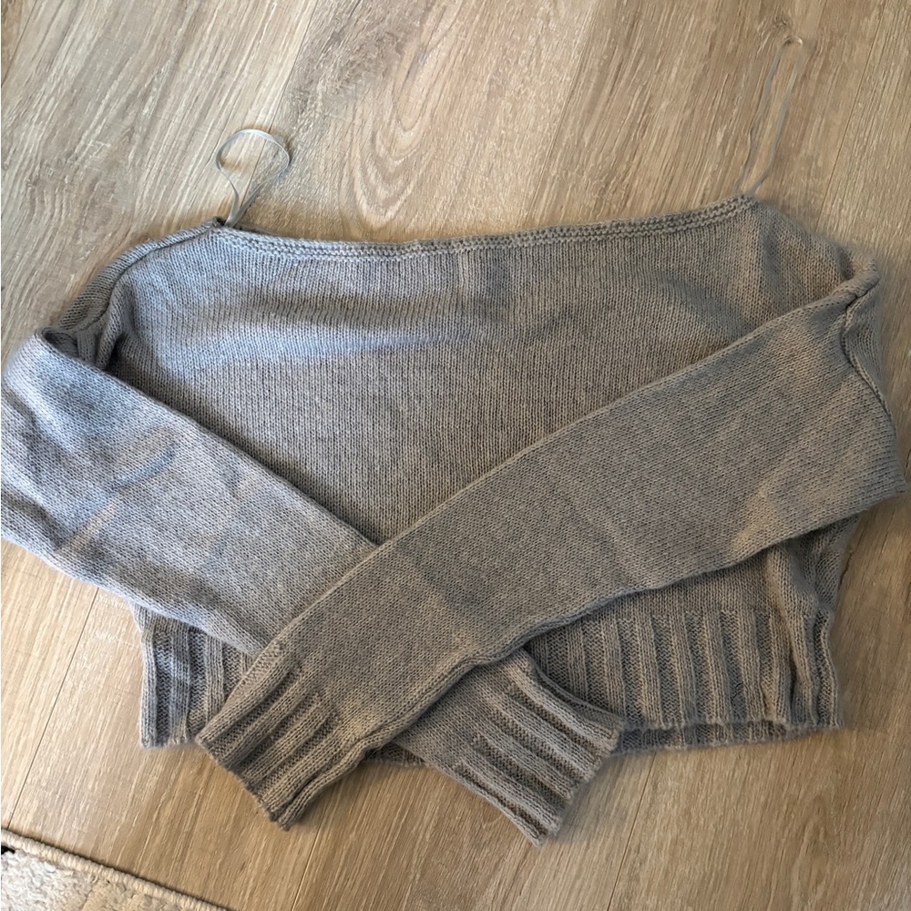 Misguided off the shoulder cropped long sleeve sweater